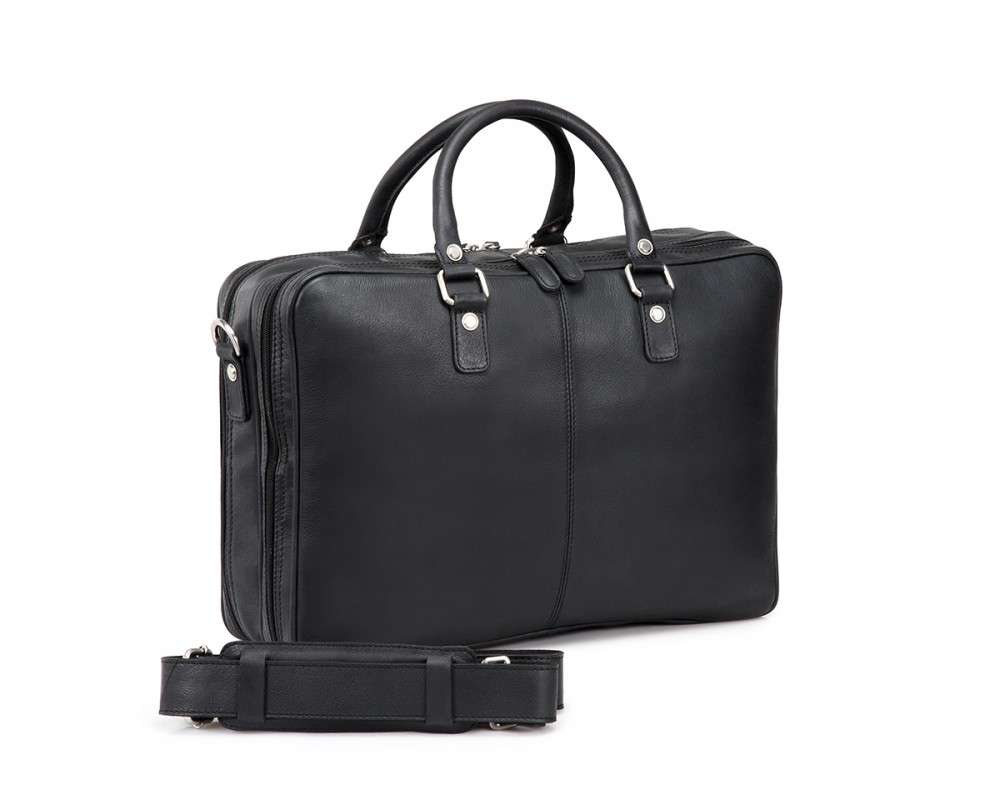 TheCultured Double Zip Laptop Bag - Black - Buy Online | LederMann
